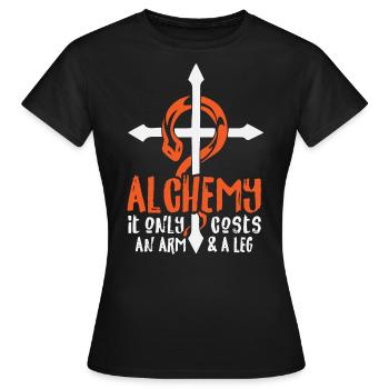L’alchimie ne coûte qu’un bras et une jambe - T-shirt Femme - noir - Devant - AI Model Female 172 dark (172cm)