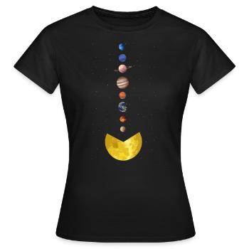 Sonnenfressende Planeten, Sonnensystem, Planeten - Frauen T-Shirt - Schwarz - Vorne - AI Model Female 172 dark (172cm)