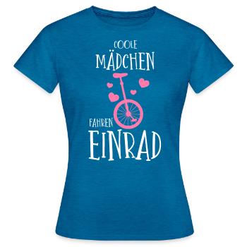 Coole Mädchen fahren EInrad - Frauen T-Shirt - Antikblaues Saphir meliert - Vorne - AI Model Female 172 dark (172cm)