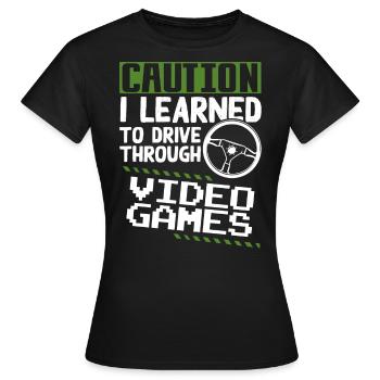 J’ai appris à conduire à travers les jeux vidéo - T-shirt Femme - noir - Devant - AI Model Female 172 dark (172cm)