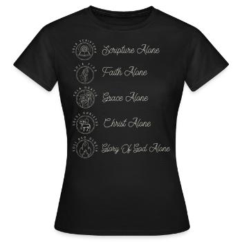Sola Scriptura Réforme protestante 5 Solas - T-shirt Femme - noir - Devant - AI Model Female 172 dark (172cm)