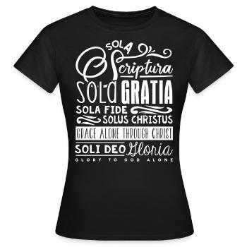 5 Solas, Réforme chrétienne protestante - T-shirt Femme - noir - Devant - AI Model Female 172 dark (172cm)