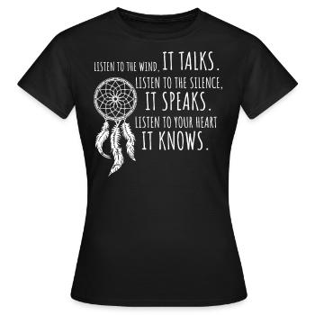 Poème de l’attrape-rêves amérindien - T-shirt Femme - noir - Devant - AI Model Female 172 dark (172cm)