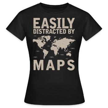 Cards, Map, Read Map, Distracted By Cards - Women's T-Shirt - black - Front - AI Model Female 172 dark (172cm)