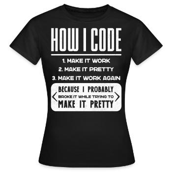 Programmierer, Code, Nerd, Programmierung - Frauen T-Shirt - Schwarz - Vorne - AI Model Female 172 dark (172cm)