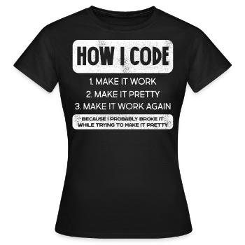 Programmierer, Code, Nerd, Programmierung - Frauen T-Shirt - Schwarz - Vorne - AI Model Female 172 dark (172cm)