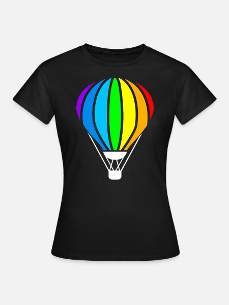 Heißluftballon, Fliegen Eines Heißluftballons - Frauen T-Shirt - Schwarz