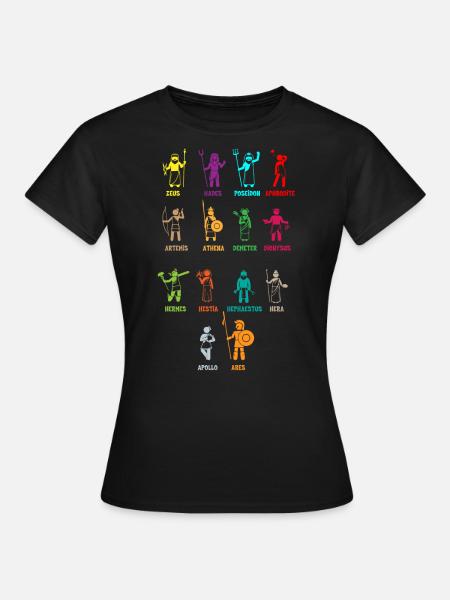 Griechische Mythologie, Griechischer Mythos Götter - Dame-T-shirt - sort