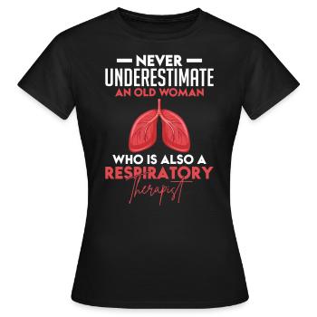 Respiratory Therapy Nurse Breathing Lungs - Women's T-Shirt - black - Front - AI Model Female 172 dark (172cm)