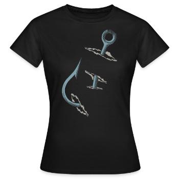 Pêcheurs, pêche, hameçons - T-shirt Femme - noir - Devant - AI Model Female 172 dark (172cm)