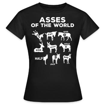Donkeys of the world, donkeys - Women's T-Shirt - black - Front - AI Model Female 172 dark (172cm)