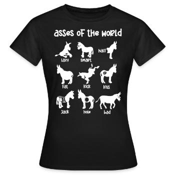 Donkeys of the world, donkeys - Women's T-Shirt - black - Front - AI Model Female 172 dark (172cm)