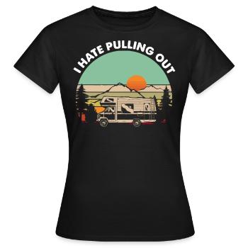 Camping, je déteste déménager, camping-car - T-shirt Femme - noir - Devant - AI Model Female 172 dark (172cm)