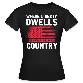 US patriotic quotes, patriot, patriots - Women's T-Shirt - black - Front - AI Model Female 172 dark (172cm)