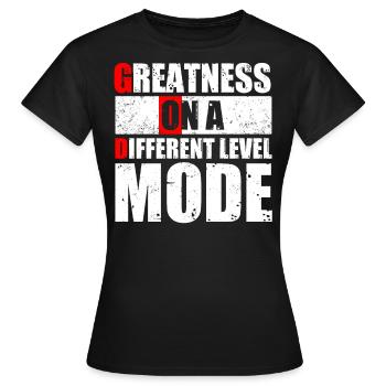 GOD MODE, Größe Auf Einer Anderen Ebene - Frauen T-Shirt - Schwarz - Vorne - AI Model Female 172 dark (172cm)