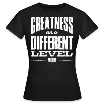 GOD MODE, Größe Auf Einer Anderen Ebene - Frauen T-Shirt - Schwarz - Vorne - AI Model Female 172 dark (172cm)