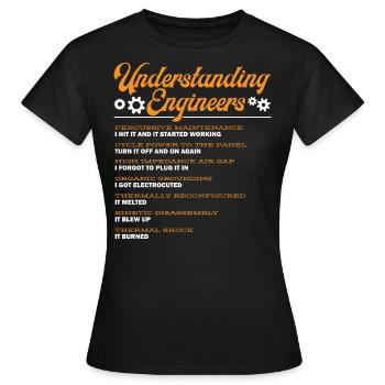 Engineers Understanding, Engineering - Women's T-Shirt - black - Front - AI Model Female 172 dark (172cm)