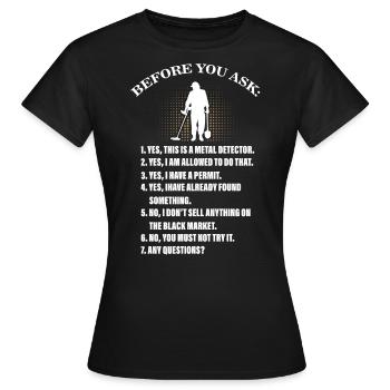 Détection de métaux, détecteur de métaux - T-shirt Femme - noir - Devant - AI Model Female 172 dark (172cm)
