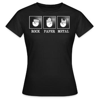 Metal music, rock paper metal music - Women's T-Shirt - black - Front - AI Model Female 172 dark (172cm)