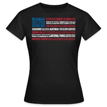 Parcs nationaux des États-Unis, Parc national, Denali, Redwood - T-shirt Femme - noir - Devant - AI Model Female 172 dark (172cm)
