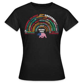 Parcs nationaux des États-Unis, Parc national, Denali, Redwood - T-shirt Femme - noir - Devant - AI Model Female 172 dark (172cm)