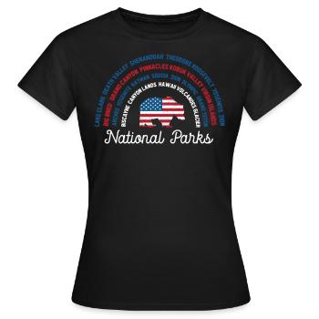 Parcs nationaux des États-Unis, Parc national, Denali, Redwood - T-shirt Femme - noir - Devant - AI Model Female 172 dark (172cm)