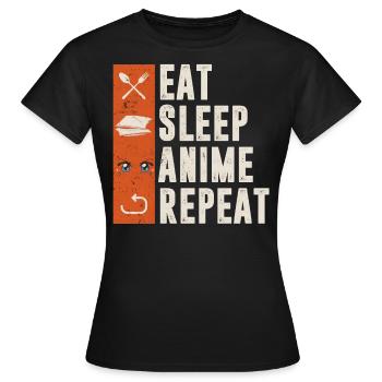 Schlaf Anime Wiederholen - Frauen T-Shirt - Schwarz - Vorne - AI Model Female 172 dark (172cm)