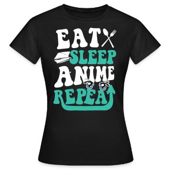 Schlaf Anime Wiederholen - Frauen T-Shirt - Schwarz - Vorne - AI Model Female 172 dark (172cm)