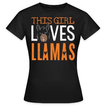 Cette fille aime les lamas, les lamas, les lamas - T-shirt Femme - noir - Devant - AI Model Female 172 dark (172cm)