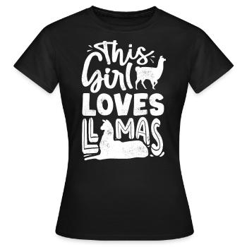 Cette fille aime les lamas, les lamas, les lamas - T-shirt Femme - noir - Devant - AI Model Female 172 dark (172cm)