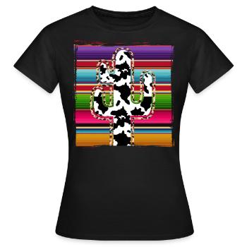 Cactus vache de l’Ouest - T-shirt Femme - noir - Devant - AI Model Female 172 dark (172cm)