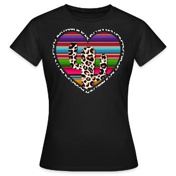 Cactus vache de l’Ouest - T-shirt Femme - noir - Devant - AI Model Female 172 dark (172cm)