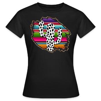 Cactus vache de l’Ouest - T-shirt Femme - noir - Devant - AI Model Female 172 dark (172cm)