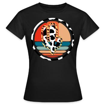 Cactus vache de l’Ouest - T-shirt Femme - noir - Devant - AI Model Female 172 dark (172cm)
