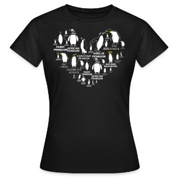 Pingouins, Pingouins, Amateurs de Pingouins - T-shirt Femme - noir - Devant - AI Model Female 172 dark (172cm)