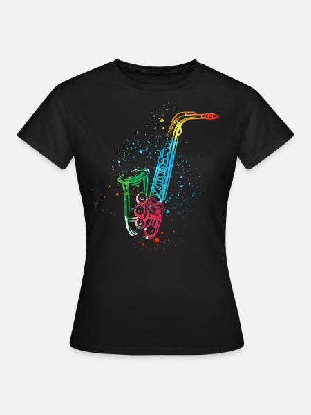 Saxofon, SAXofonist - Frauen T-Shirt - Schwarz