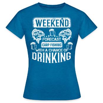 Pêche à la carpe et consommation d’alcool. - T-shirt Femme - bleu saphir antique chiné - Devant - AI Model Female 172 dark (172cm)