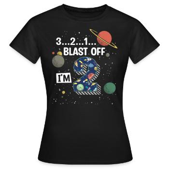 Blast Off J’ai 2 ans, 2ème anniversaire - T-shirt Femme - noir - Devant - AI Model Female 172 dark (172cm)
