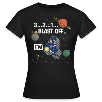 Blast Off J’ai 4 ans, 4ème anniversaire - T-shirt Femme - noir - Devant - AI Model Female 172 dark (172cm)
