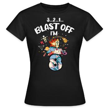 Blast Off J’ai 8 ans, 8ème anniversaire - T-shirt Femme - noir - Devant - AI Model Female 172 dark (172cm)