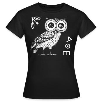 Hibou d’Athéna, mythologie grecque - T-shirt Femme - noir - Devant - AI Model Female 172 dark (172cm)