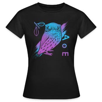 Hibou d’Athéna, mythologie grecque - T-shirt Femme - noir - Devant - AI Model Female 172 dark (172cm)