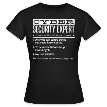 Expert en cybersécurité - T-shirt Femme - noir - Devant - AI Model Female 172 dark (172cm)