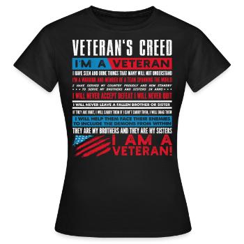 Credo des vétérans, Vétérans - T-shirt Femme - noir - Devant - AI Model Female 172 dark (172cm)