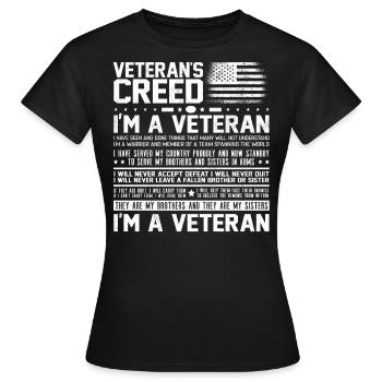 Credo des vétérans, Vétérans - T-shirt Femme - noir - Devant - AI Model Female 172 dark (172cm)