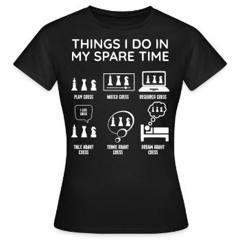 Joueur d’échecs, Jeu d’échecs, Amateur d’échecs - T-shirt Femme - noir - Devant - AI Model Female 172 dark (172cm)
