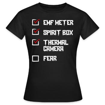 Ghost Hunter, compteur EMF, caméra thermique - T-shirt Femme - noir - Devant - AI Model Female 172 dark (172cm)