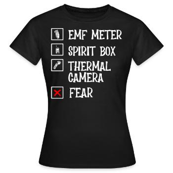 Ghost Hunter, compteur EMF, caméra thermique - T-shirt Femme - noir - Devant - AI Model Female 172 dark (172cm)