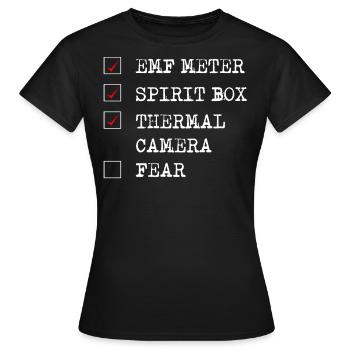 Ghost Hunter, compteur EMF, caméra thermique - T-shirt Femme - noir - Devant - AI Model Female 172 dark (172cm)