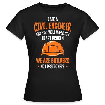 Ingénieur civil, Génie civil - T-shirt Femme - noir - Devant - AI Model Female 172 dark (172cm)